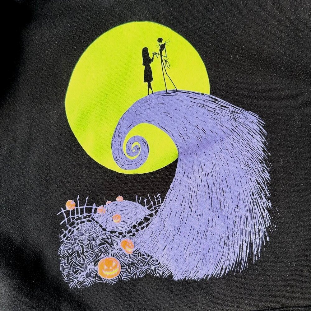 Vintage Disney Nightmare Before Christmas Hoodie Unisex Medium Black Halloween